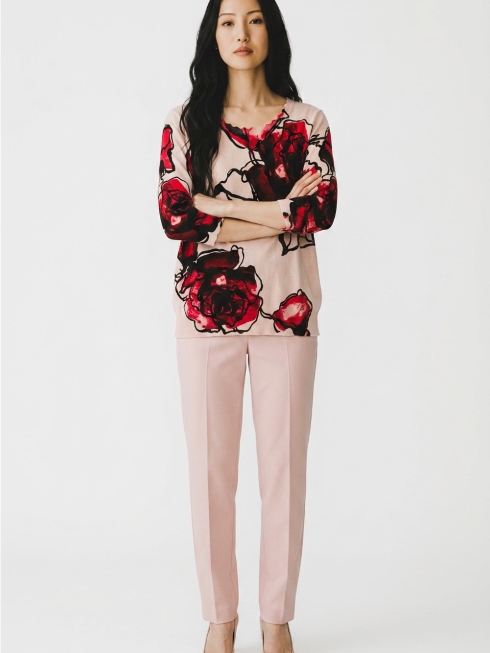 Pink Floral Print Sweater ONLY